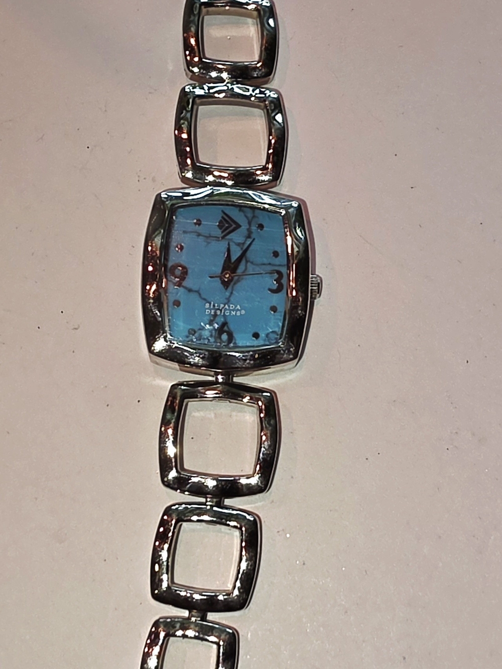 Silpada Turquoise Dial Silver Link Bracelet Watch